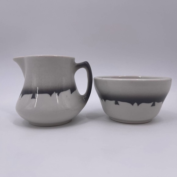 Jackson China Restaurant Ware Pitcher Open Top Bowl Set White Gray Findlay Ohio - Picture 3 of 7